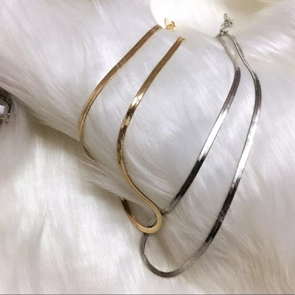 NEW 18K Gold Flat Snake Bone Chain Necklace - Picture 6 of 7